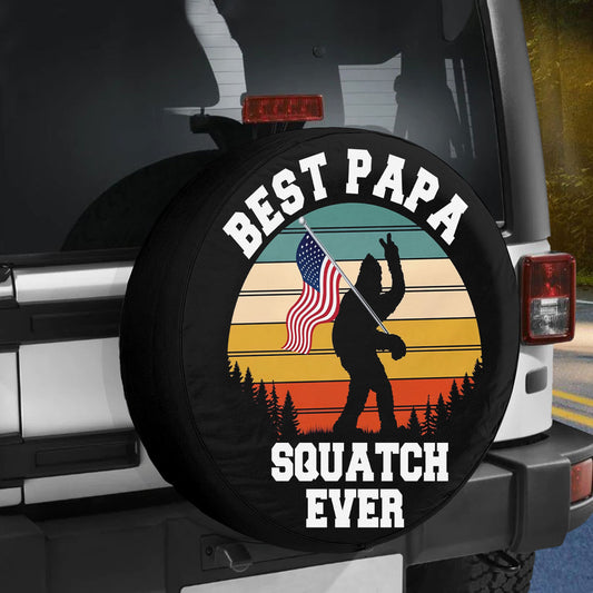 Petthouse | Best Papa Squatch Ever Tire Protector American Flag Car Tire Cover For Father S Day