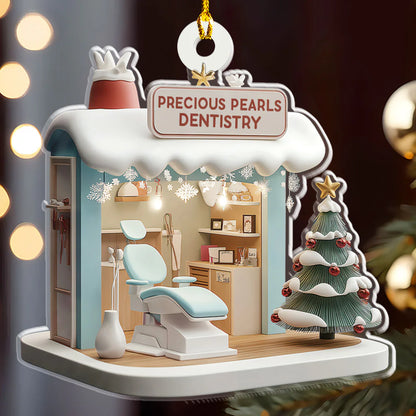 Petthouse | Personalized Dental Hygiene Room Christmas Ornament, Gift For Dentist, Dental 2d Flat Acrylic Ornament