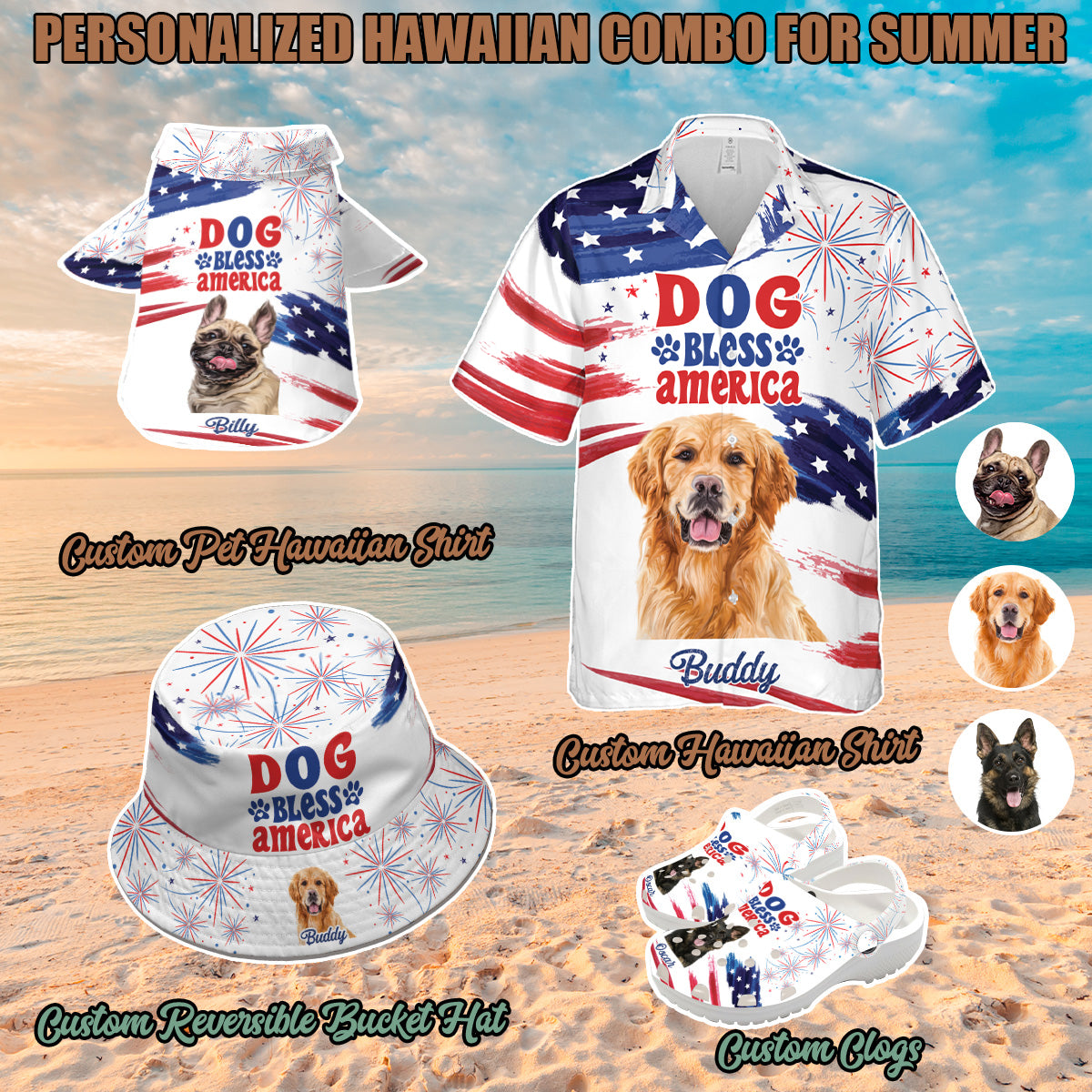 Petthouse | Personalized Dog Photo Hawaiian Shirt, American Dog Dad Dog Mom, Gifts For Dog Lovers