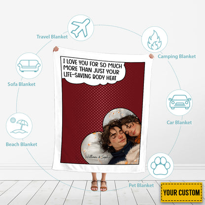 Petthouse | Custom Life Saving Body Heart Fleece Blanket, I Love You For So Much Throw Blanket, Sweet Valentine Day