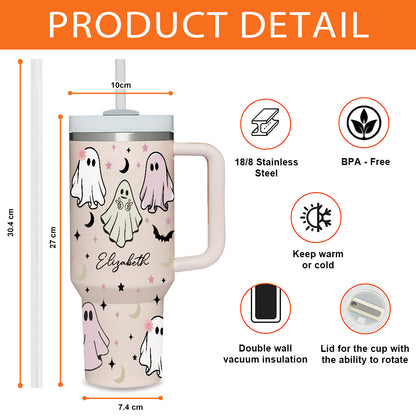 Petthouse | Personalized Halloween Ghost Tumbler 40oz, Spooky Ghost Travel Tumbler, Cute Ghost