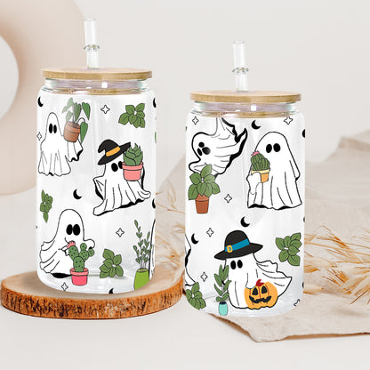 Petthouse | Ghost Plant Halloween Glass Can, Ghost Plant Glass Can, Ghost Plant Coffee Glass