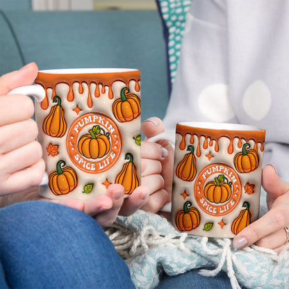 Petthouse | Pumpkin Spice Life 3d Inflated Mug Wrap, Fall Pumpkin Spice Mug , Pumpkin Spice Coffee