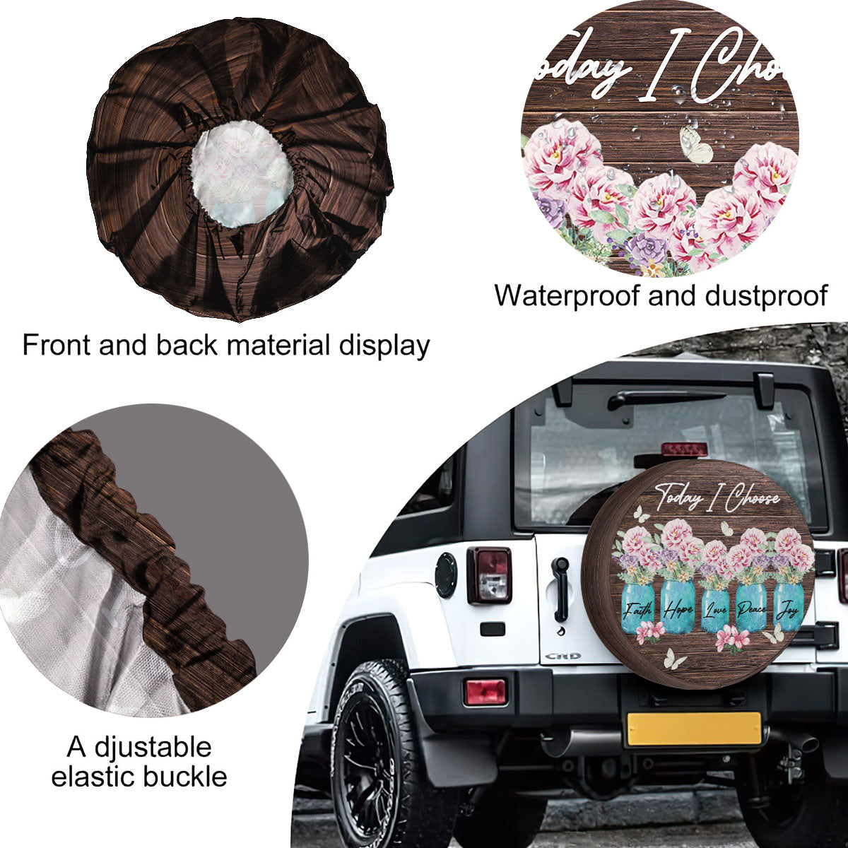 Petthouse | Today I Choose Spare Tire Cover Flower Wheel Tire Covers Butterfly Tire Protector Covers