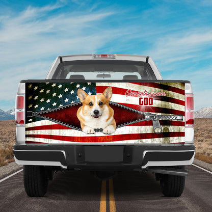 Petthouse | Pembroke Welsh Corgi Dog One Nation Under God Tailgate Vinyl Wrap American Flag American