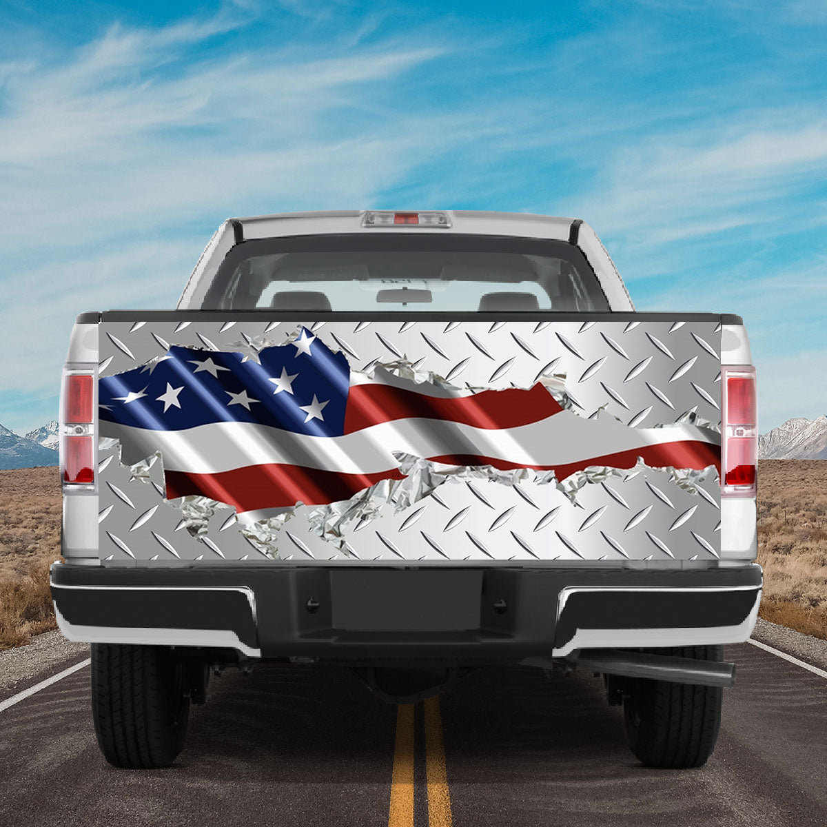 Petthouse | Metallic Tailgate Vinyl Wrap American Flag Tailgate Mural Grunge Usa Flag Tailgate Wraps For Trucks