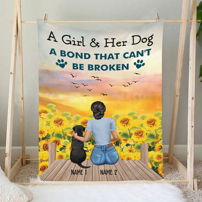 Petthouse | Customized Blanket To Dog Lovers, A Bond That Can't Be Broken Fleece Blanket To Dog Dad, Dog In The Heaven