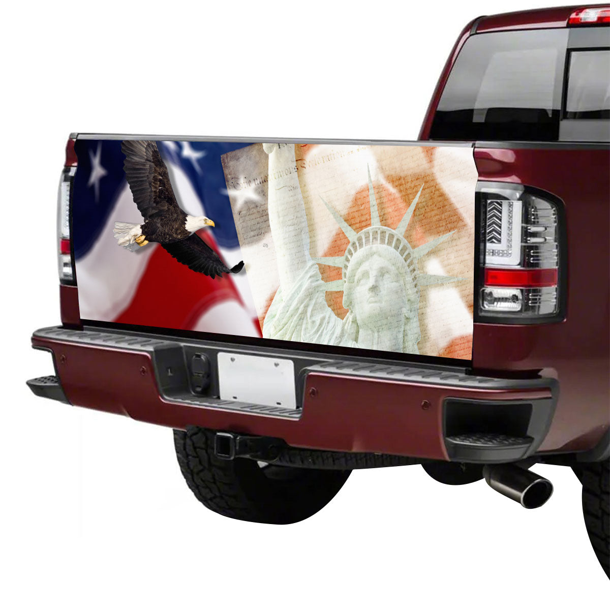 Petthouse | Truck Tailgate Wrap Bald Eagle Liberty Statue Patriotic Tailgate Wrap Decal Graphics Trucks Weatherproof