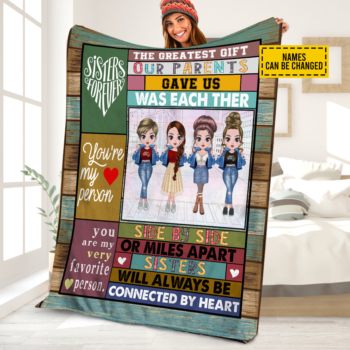 Petthouse | Personalized Sisters Forever Fleece Blanket, To My Sister Throw Blanket, Sister Are My Therapy