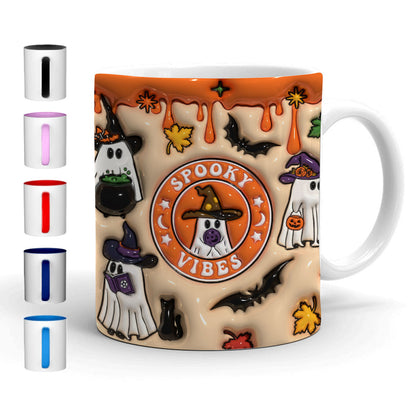 Petthouse | Witch Ghosts Ceramic Mug,  3d Inflated Halloween Ghosts Mug, Spooky Witch Vibes, Boujee Ghost