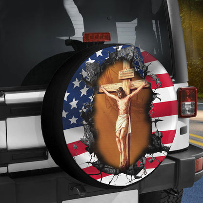 Petthouse | Crucifixion Of Jesus Spare Wheel Cover Jesus Christian One Nation Under God Spare Tire Cover