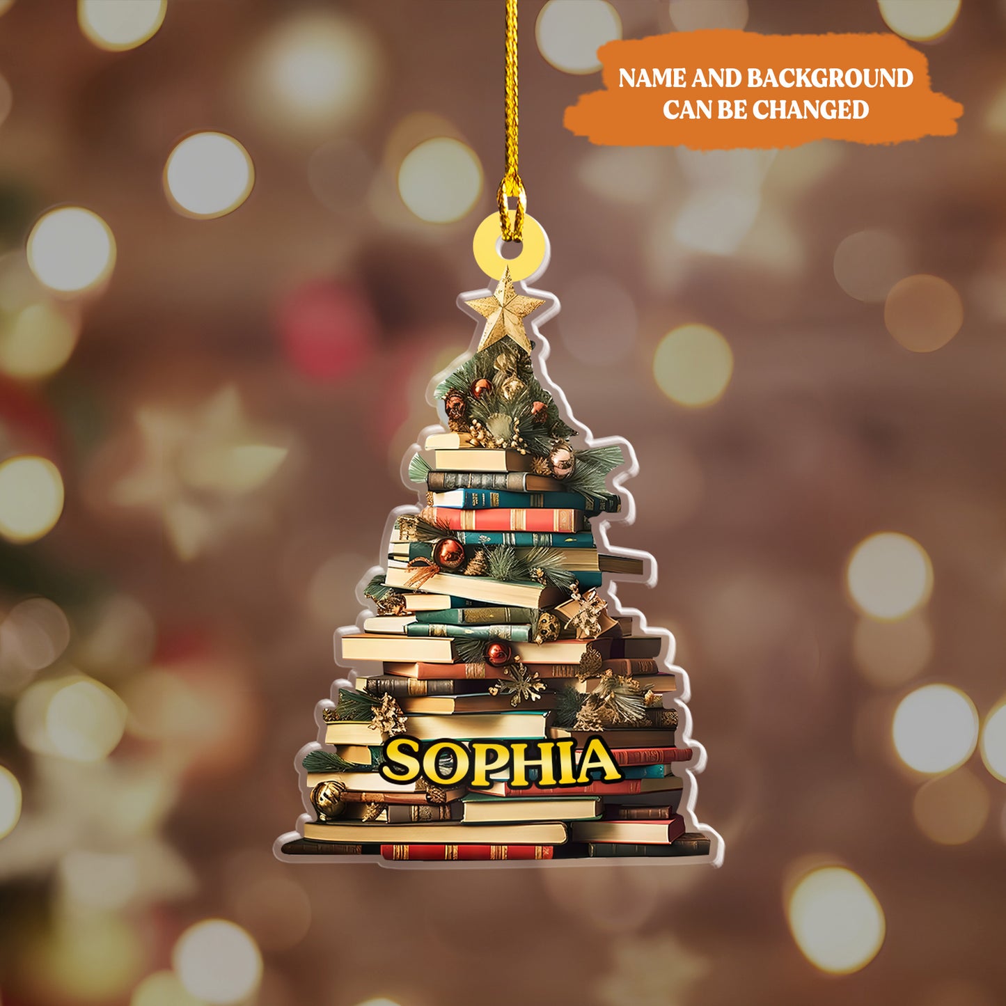 Petthouse | Custom Christmas Book Tree Ornament, Book Lover Gift, Bookworm Book Christmas Tree 2024 Ornament