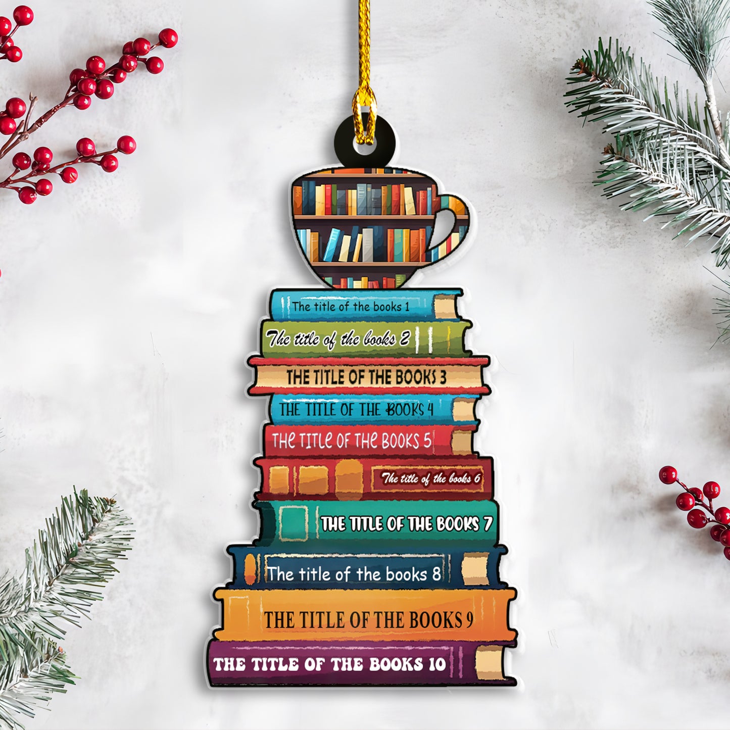 Petthouse | Personalized Books Title Christmas Ornament, Books Ornament Librarian, Gift For Bookworm