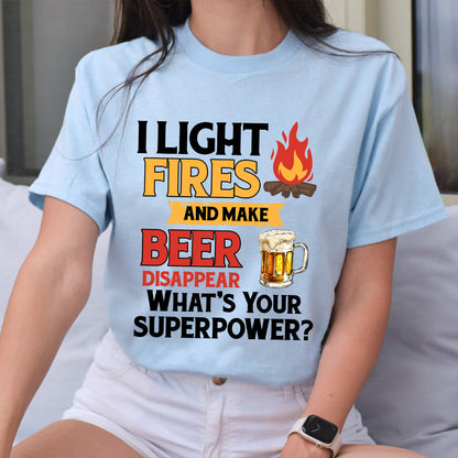 Camping Shirt, I Light Fires And Make Beer Disappear, Funny Camping Shirt, Camping Hoodie Sweatshirt, Camper Mug