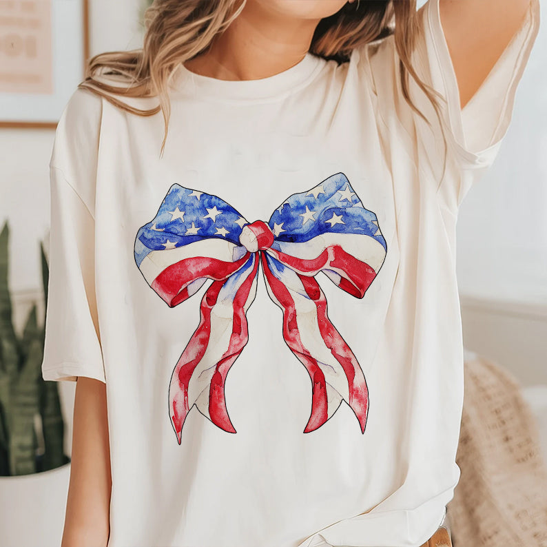 Petthouse | Coquette 4th Of July Shirt, Usa Tshirt, Retro 4th Of July Coquette Bow Tee, Patriotic Shirt