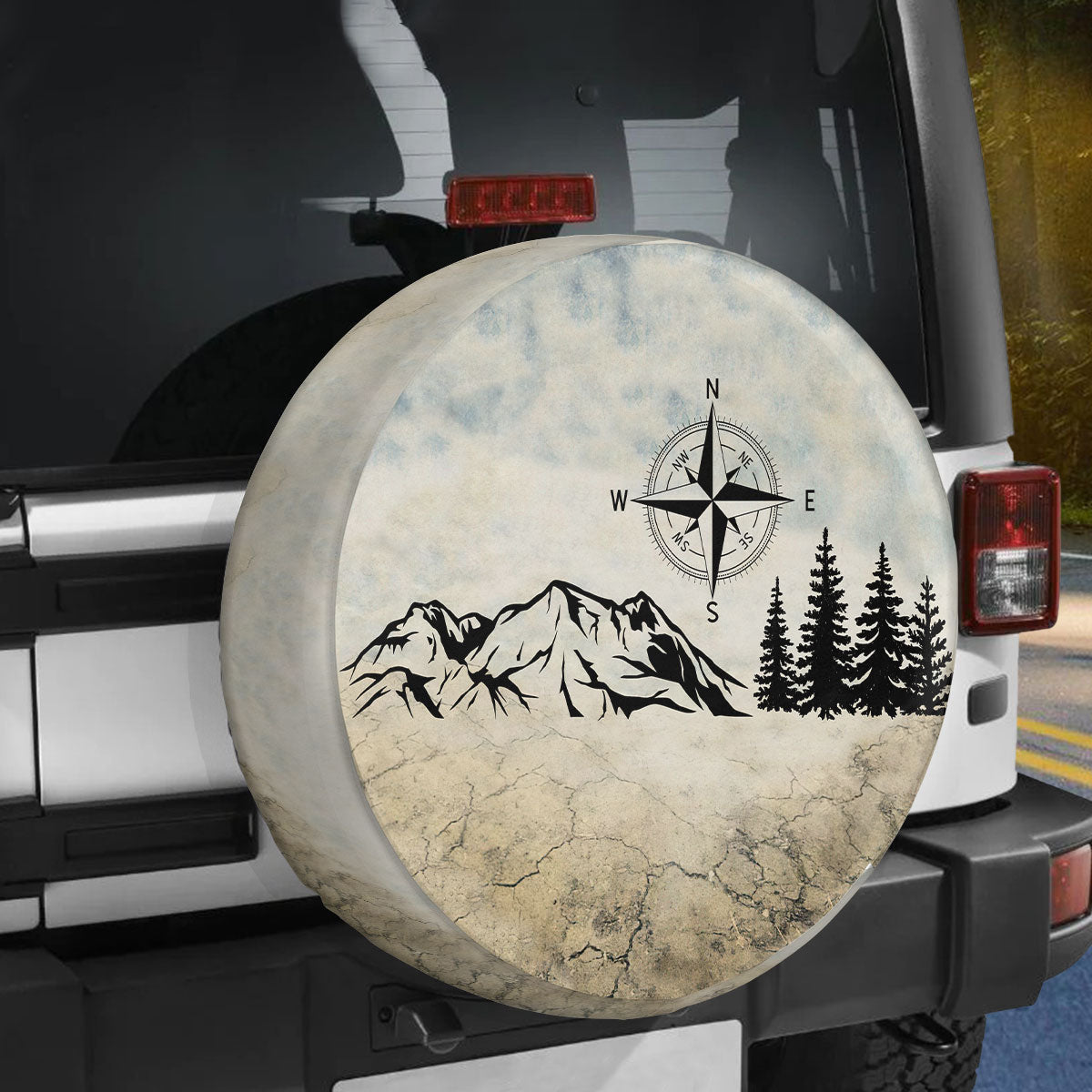 Petthouse | Nature Mountain Compass Spare Tire Cover Weatherproof Wheel Protectors Camping Outdoors Tire