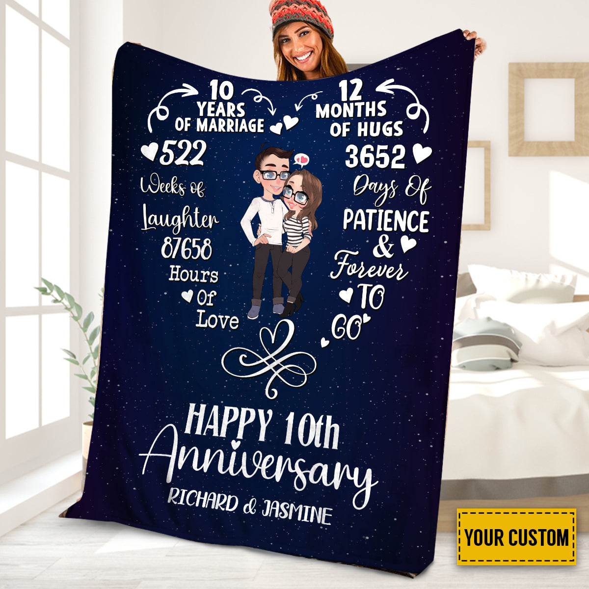 Petthouse | Personalized Happy Anniversary Fleece Blanket, Marriage Couple Throw Blanket, Best Valentines Day Cuddling