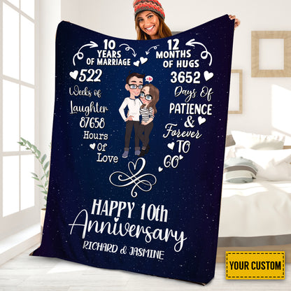 Petthouse | Personalized Happy Anniversary Fleece Blanket, Marriage Couple Throw Blanket, Best Valentines Day Cuddling