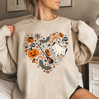 Petthouse | Cute Halloween Tshirt, Halloween Doodles Hearth Shirt Gift For Halloween Moms Shirt