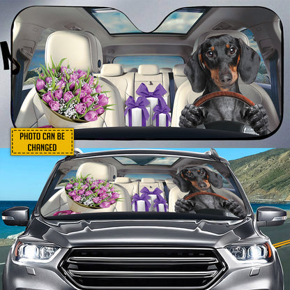 Petthouse | Dog Sunshade Customized Windshield Sunshade Dachshund Gift To Dog Mom Car Sun Shade Windshield