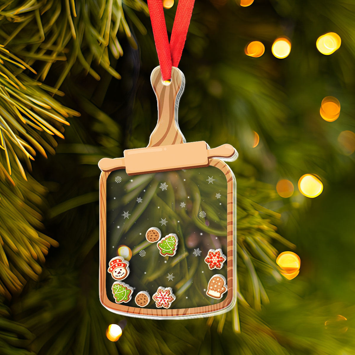 Petthouse | Personalized Family Member 4d Shaker Ornament, Gingerbread Family, Family Christmas Gifts