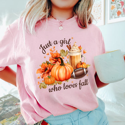 Petthouse | Just A Girl Who Loves Fall Shirt, Fall Sublimation Shirt, Pumpkin Spice, Autumn Trendy