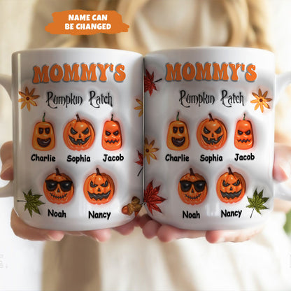 Petthouse | Custom Mommy Pumpkin 3d Inflated Effect Mug, Grandma's Pumpkin Patch Mug Gift For Mom