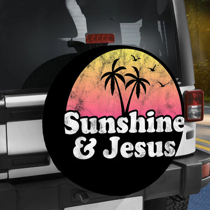 Petthouse | Sunshine And Jesus Spare Tire Cover Retro Sunset Wheel Tire Cover Accessories For Travel Trailer