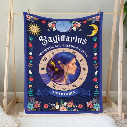 Petthouse | Customized Astrology Fleece Blanket To Daughter, Fire Sign Characteristics Cozy Blanket To Girlfriend