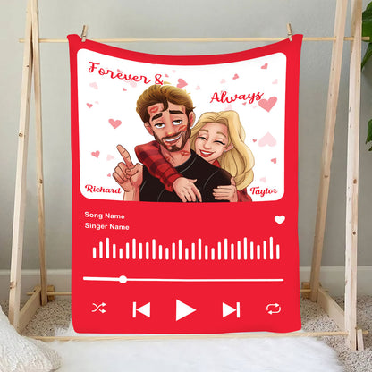 Petthouse | Personalized Music Blanket With Custom Photo, Song Choice Valentines Gift For Him And For Her