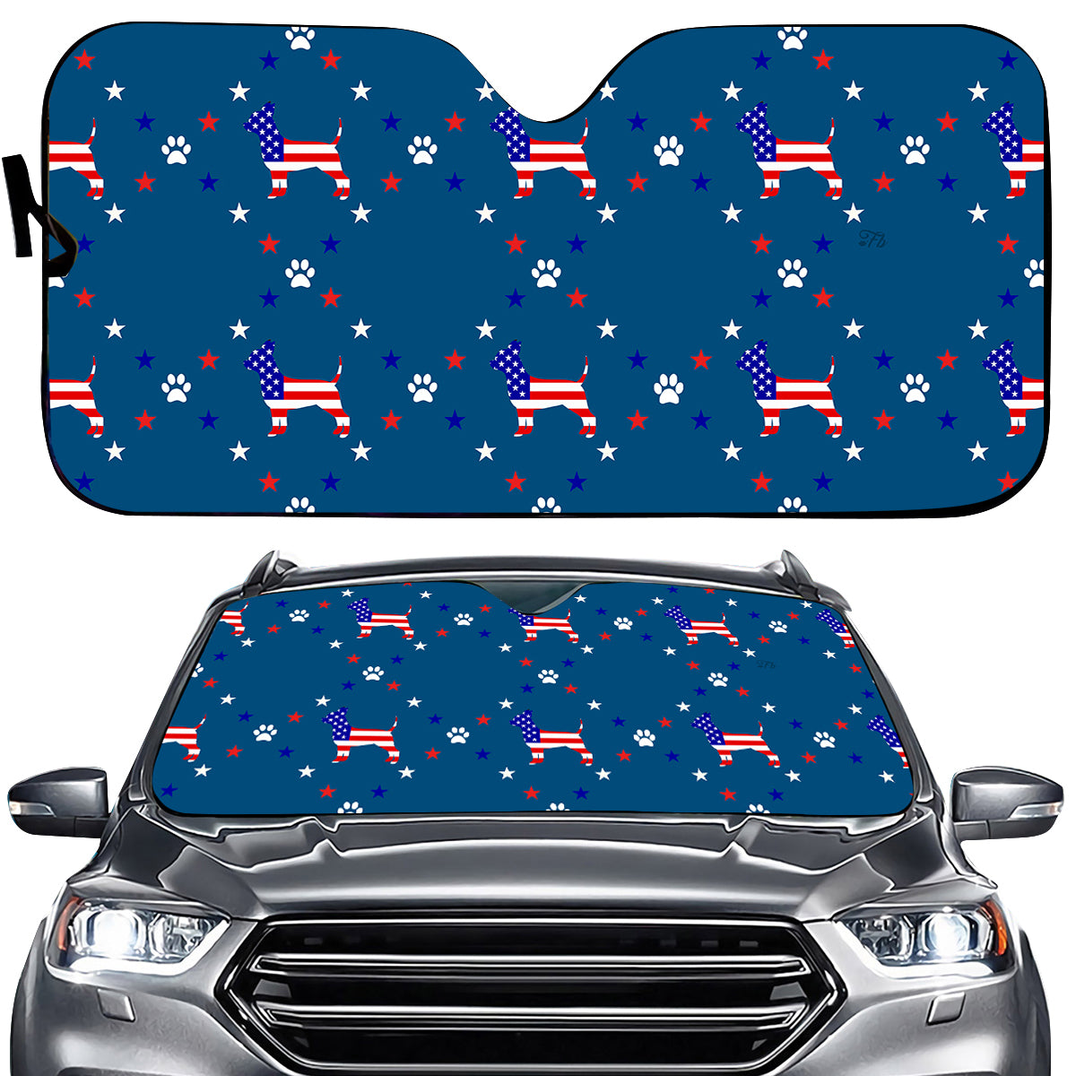 Petthouse | Chihuahua American Pattern Car Sun Shade Windshield Dog Sunshade American Patriot Sun Visor