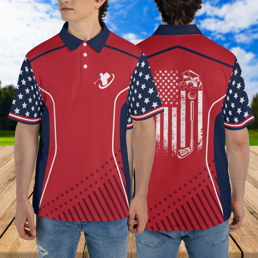 Petthouse | Golf American Flag Polo Shirt Golf Club Polo Style Shirt Golf Mens Polo Shirt Independence Day Golfer Gift