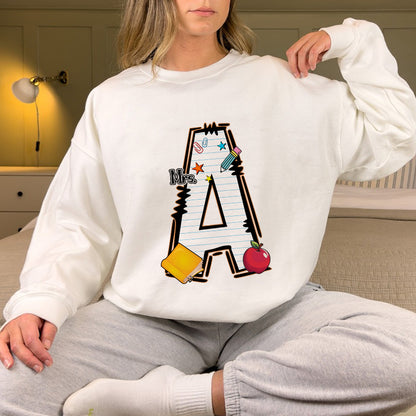 Petthouse | Custom Alphabet Teacher Shirt, Cartoon Back To School Shirt, Apple Pencil Shirt