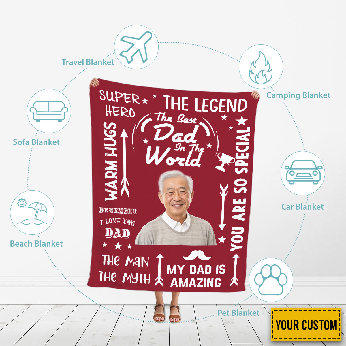 Petthouse | Customized The Best Dad In The World Throw Blanket, Awesome Father's Day Throw Blanket, Gifts For Daddy