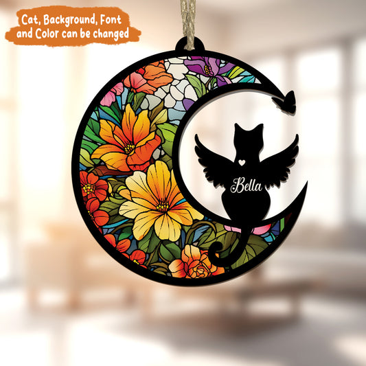 Pethouse | Customized Cat Suncatcher, Loss Of Pet Sympathy Gift, Pet Memorial Suncatcher Window Hanging