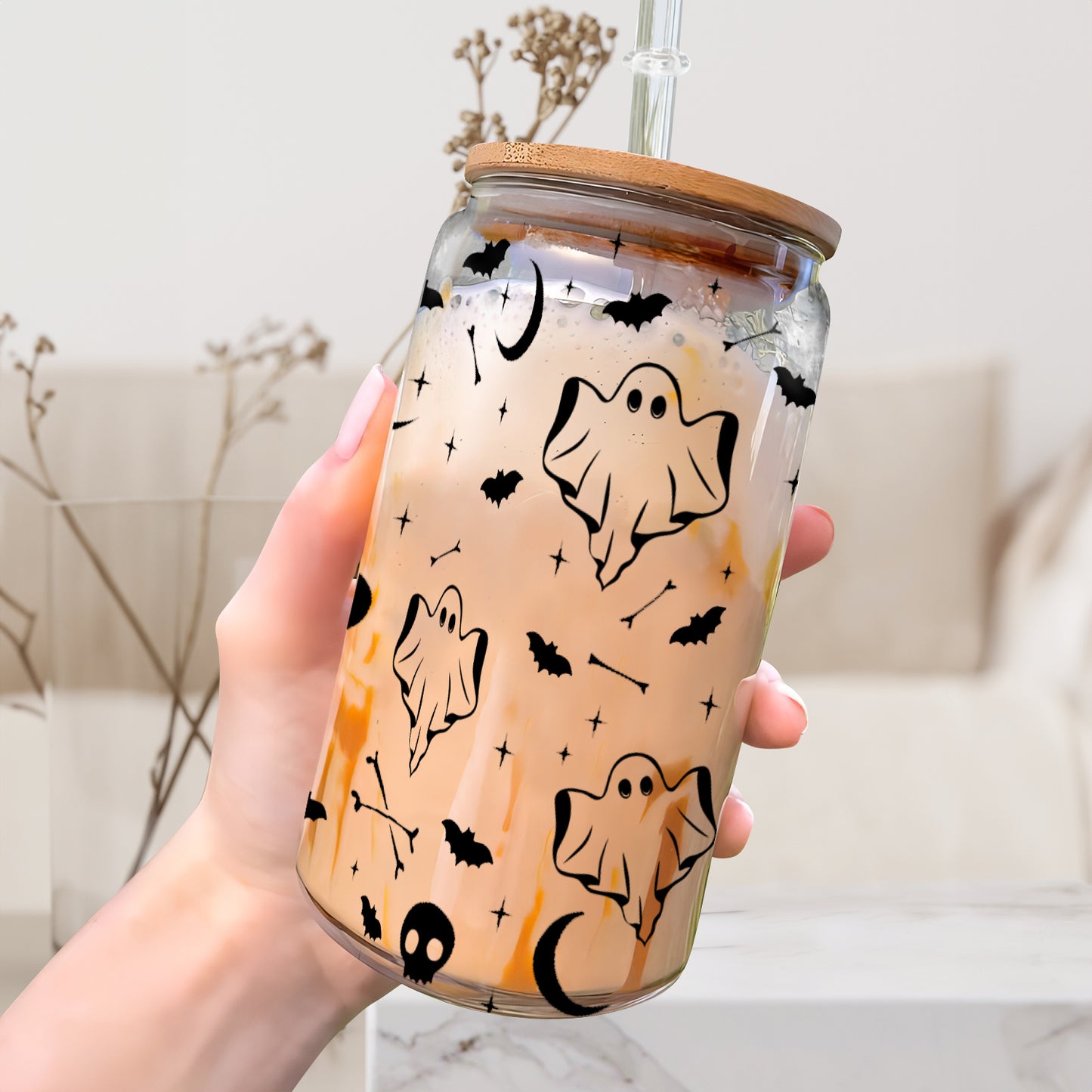 Petthouse | Spooky And Cute Halloween Glass Can, Halloween Ghost Libbey, Ghost Spooky Viber Halloween