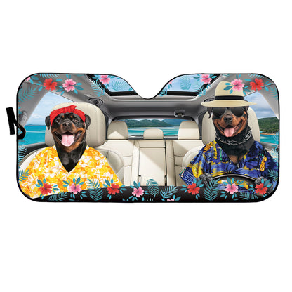 Petthouse | Rottweiler Hawaii Summer Sunshade For Car Customized Windshield Sunshade For Dog Mom Dog Dad