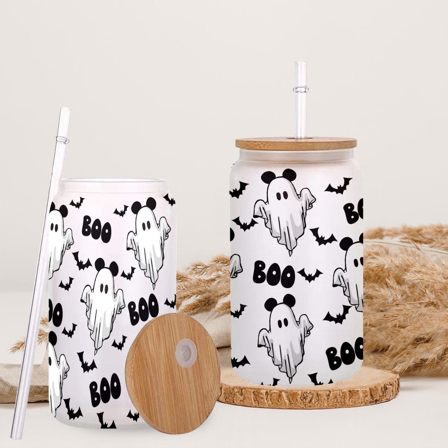 Petthouse | Ghost Boo Halloween Glass Can Wrap, Halloween Libbey Glass Can, Libbey Glass Can