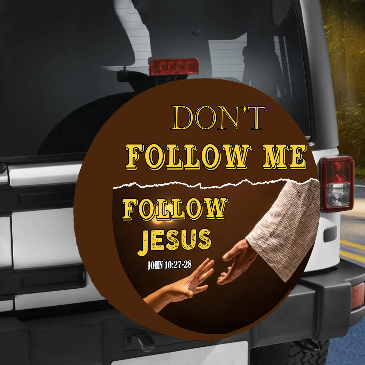 Petthouse | Christian Religious Bible Verse Jesus Spare Tire Cover Dust-proof Wheel Tire Cover Fit Trailer