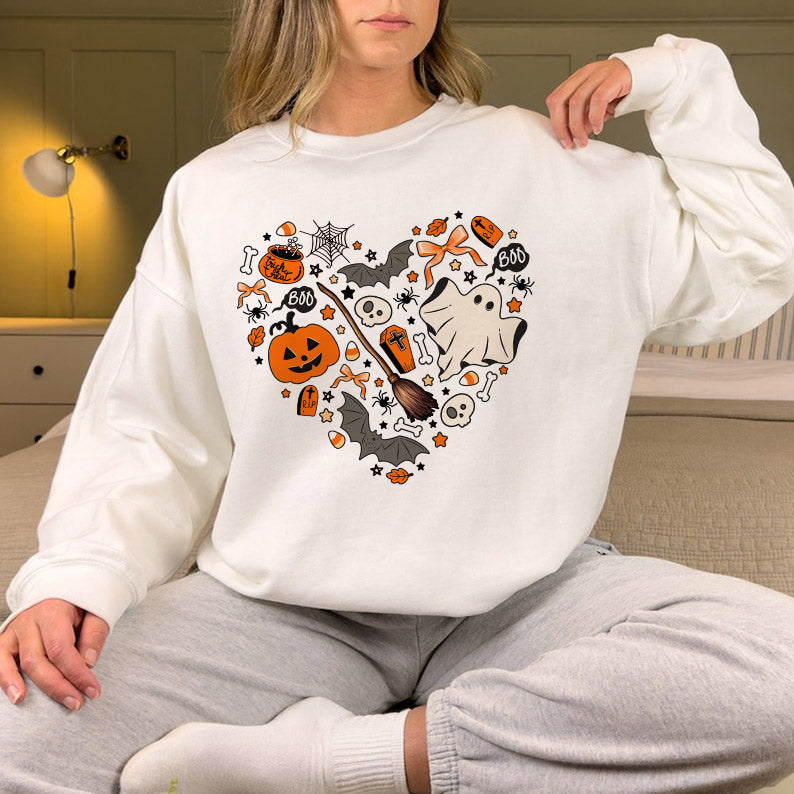 Petthouse | Cute Halloween Tshirt, Halloween Doodles Hearth Shirt Gift For Halloween Moms Shirt