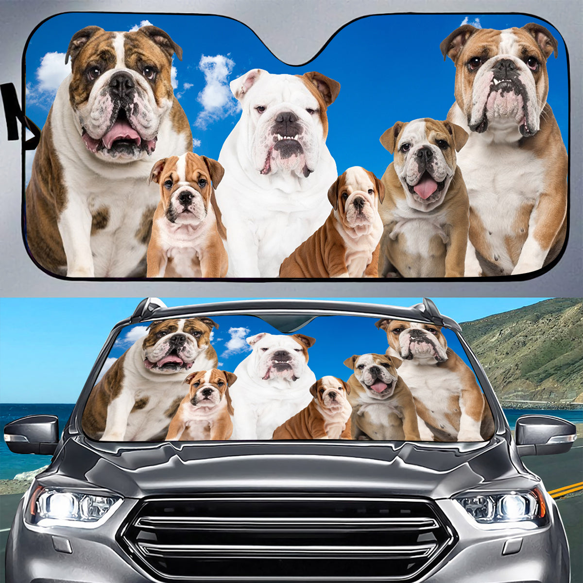 Petthouse | English Bulldog Car Sun Shade Dog Car Protector Car Accessories Dog Dad Mom Gift Dog's Lovers