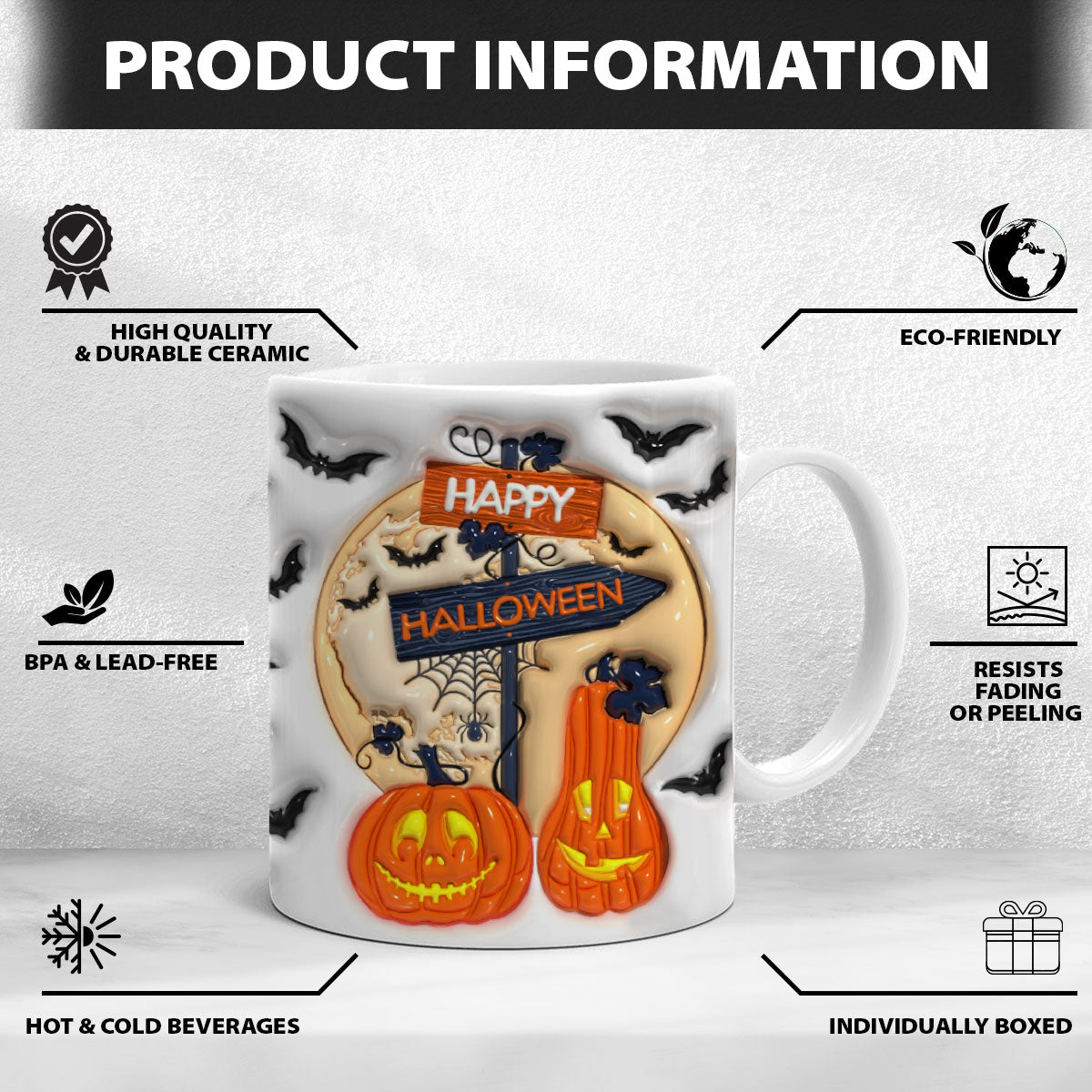 Petthouse | Personalized Grandma Happy Halloween Mug, Halloween Vibes 3d Inflated Mug, Gift For Mom