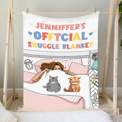 Petthouse | Personalized Cat Owners Travel Blanket, Funny Cartoon Cats Fleece Blanket To Pet Lovers, Cats On The Bed