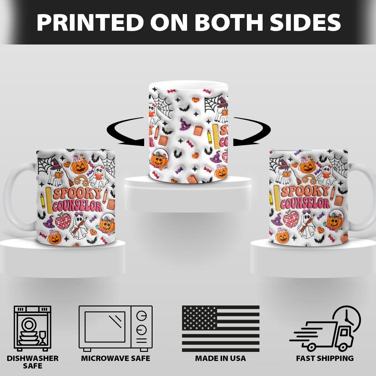 Petthouse | School Counselor Halloween Mug, Spooky Counselor Pumpkin 3d Inflated Mug, Gift For Teacher