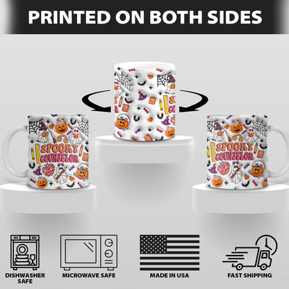 Petthouse | School Counselor Halloween Mug, Spooky Counselor Pumpkin 3d Inflated Mug, Gift For Teacher