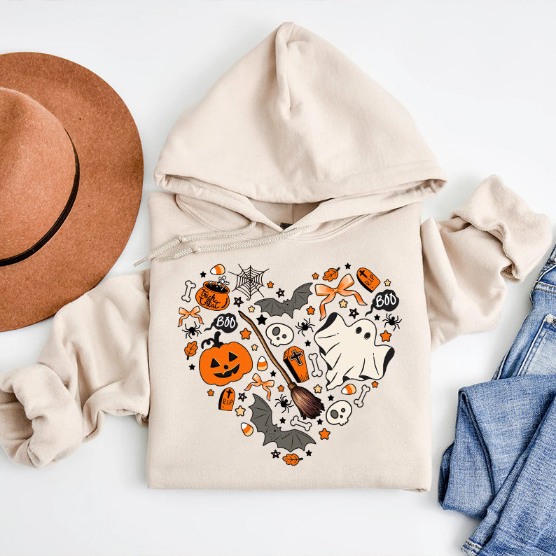 Petthouse | Cute Halloween Tshirt, Halloween Doodles Hearth Shirt Gift For Halloween Moms Shirt