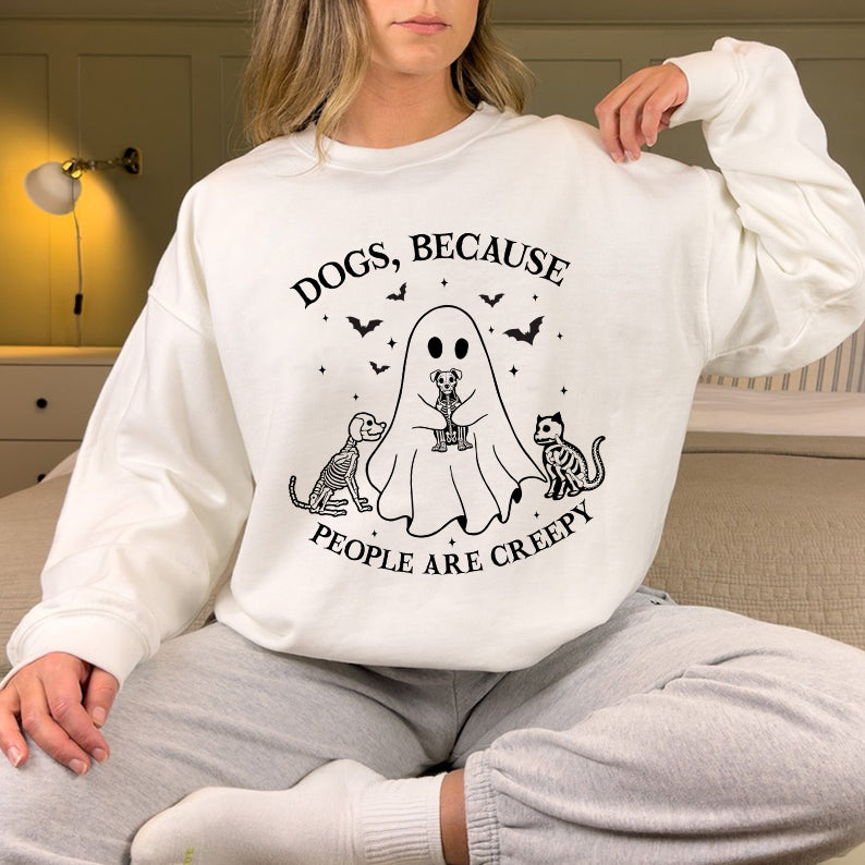 Petthouse | Dogs Because People Are Creepy Shirt, Halloween Ghost Dog Shirt, Dog Creepy Shirt, Dog Lovers