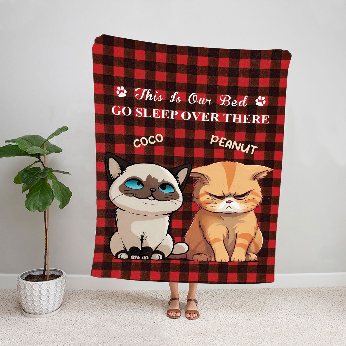 Petthouse | Personalized Sherpa Blanket To Pet Lovers, This Is Our Bet Go Sleep Over There Blanket, Cat Mom Gifts