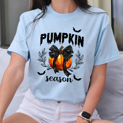 Petthouse | Coquette Pumpkin Season Shirt, Fall Pumpkins Coquette Black Bow, Spooky Season Fall Autumn Gift