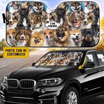 Petthouse | Customizable Gift Dog Sunshade German Shepherd I’m Here Car Sunshade Sun Visor For Car Windshield